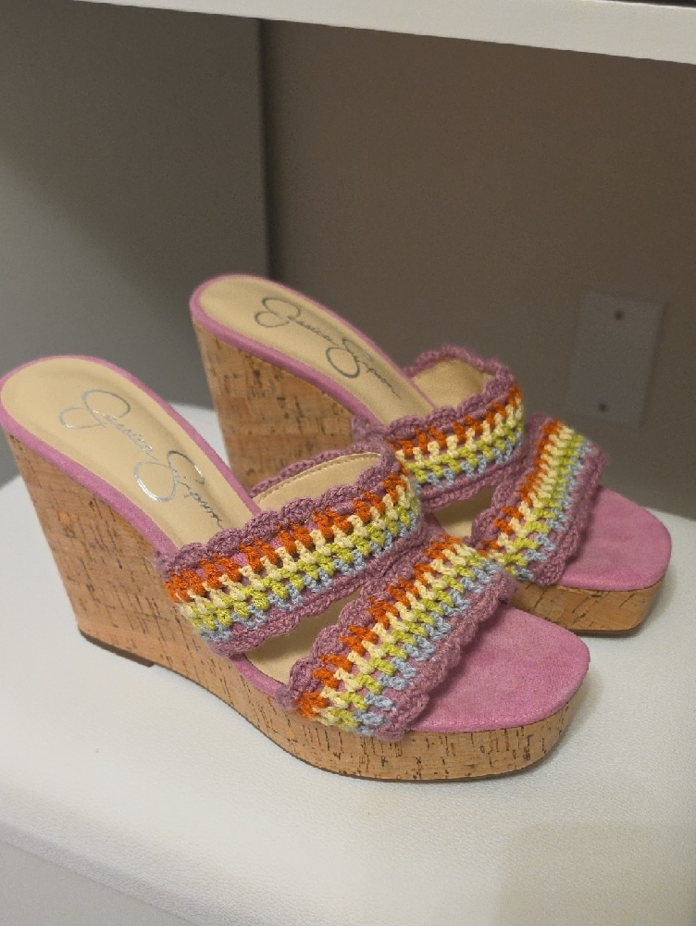 Jessica Simpson Corchet wedge sandel New! - Picture 2 of 5